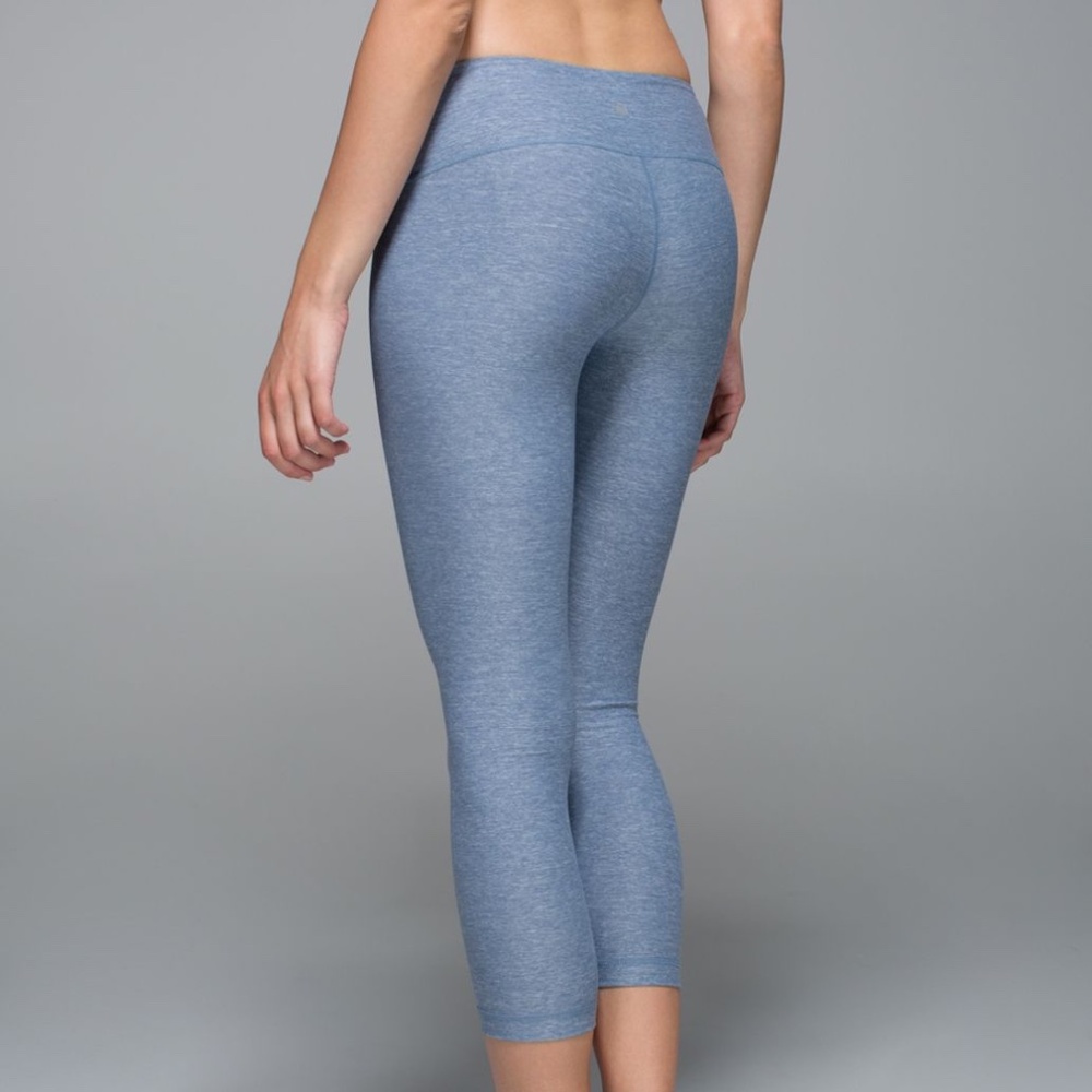 lululemon Wunder Under Crop Heathered Blue Denim